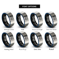 font options for inside engraving on black & blue & silver soccer goal ball rings
