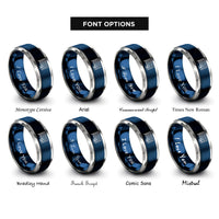 font options for inside engraving on blue & gray soccer goal ball rings