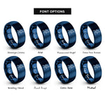 font options for inside engraving on blue soccer player dribble rings