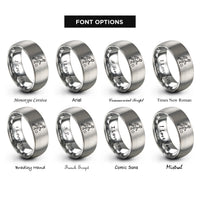 font options for inside engraving on grey soccer player dribble rings