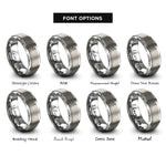 font options for inside engraving on gray soccer player dribble rings