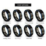 font options for inside engraving on gunmetal & blue soccer player dribble rings