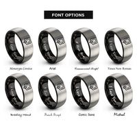 font options for inside engraving on black & grey socket rings