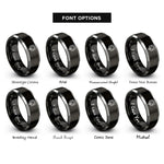 font options for inside engraving on black & silver socket rings