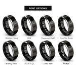 font options for inside engraving on black & gray socket rings