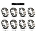 font options for inside engraving on grey socket rings