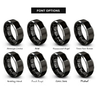font options for inside engraving on black & silver socket wrench ratchet rings