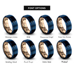 font options for inside engraving on blue & rose gold soda can rings