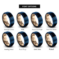 font options for inside engraving on blue & rose gold soda can rings