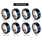font options for inside engraving on rose gold & blue soda can rings