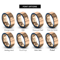 font options for inside engraving on rose gold & blue soda can rings
