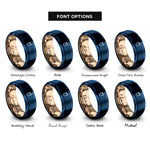 font options for inside engraving on blue & rose gold soda cup straw rings