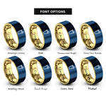 font options for inside engraving on gold & blue soda cup straw rings