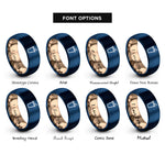 font options for inside engraving on rose gold & blue soda cup straw rings