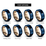font options for inside engraving on rose gold & blue soda cup straw rings
