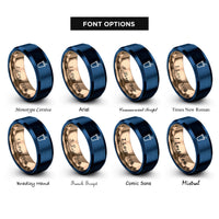 font options for inside engraving on rose gold & blue soda cup straw rings