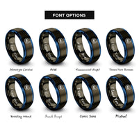 font options for inside engraving on gunmetal & blue sodium na rings