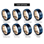 font options for inside engraving on rose gold & blue soft pretzel rings