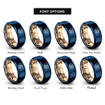 font options for inside engraving on rose gold & blue soft pretzel rings