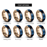 font options for inside engraving on rose gold & blue soft pretzel rings
