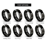 font options for inside engraving on black & gray soft serve rings