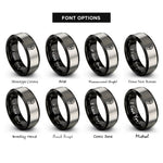 font options for inside engraving on black & gray soft serve rings