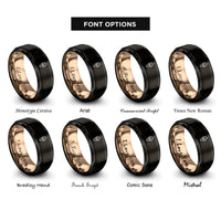 font options for inside engraving on black & rose gold soft serve rings