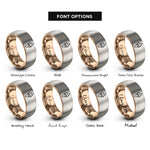 font options for inside engraving on rose gold & grey soft serve rings