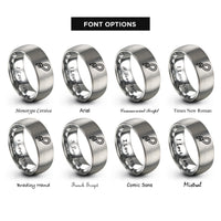 font options for inside engraving on silver soft shackle loop rings