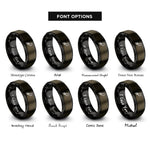font options for inside engraving on gunmetal & black soft shackle loop rings