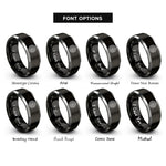 font options for inside engraving on black & gray soft target rings rings