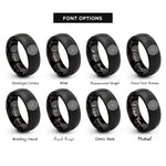 font options for inside engraving on black soft target rings rings