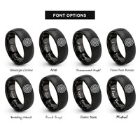 font options for inside engraving on black soft target rings rings