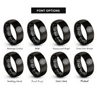 font options for inside engraving on black soft target rings rings