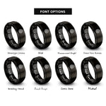 font options for inside engraving on black soft target rings rings