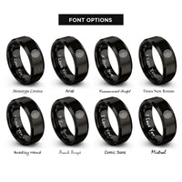 font options for inside engraving on black soft target rings rings