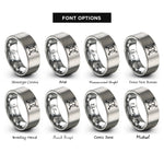 font options for inside engraving on grey softball crossed bats rings