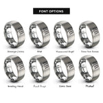 font options for inside engraving on silver solar cell grid rings