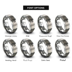 font options for inside engraving on gray solar cell grid rings