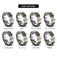 font options for inside engraving on gray solar cell grid rings