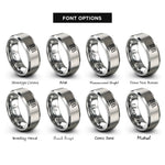 font options for inside engraving on grey solar cell grid rings
