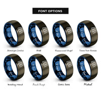 font options for inside engraving on gunmetal & blue solar cell grid rings