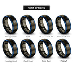font options for inside engraving on gunmetal & blue solar cell grid rings