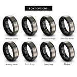 font options for inside engraving on black & grey solar eclipse rings