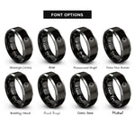 font options for inside engraving on black & grey solar eclipse rings