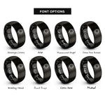 font options for inside engraving on black solar eclipse rings