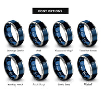 font options for inside engraving on blue & gray solar eclipse rings