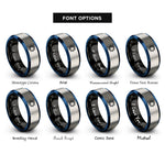 font options for inside engraving on black & blue & grey solar eclipse corona rings