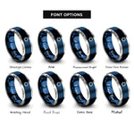font options for inside engraving on blue & grey solar eclipse corona rings