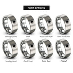 font options for inside engraving on grey solar eclipse diagram rings